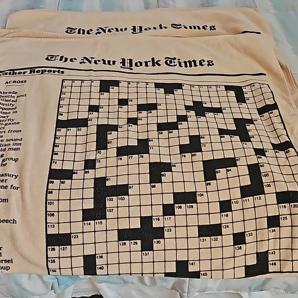 Vintage Set of 2, 1978 New York Times Crossword Beach Towels.